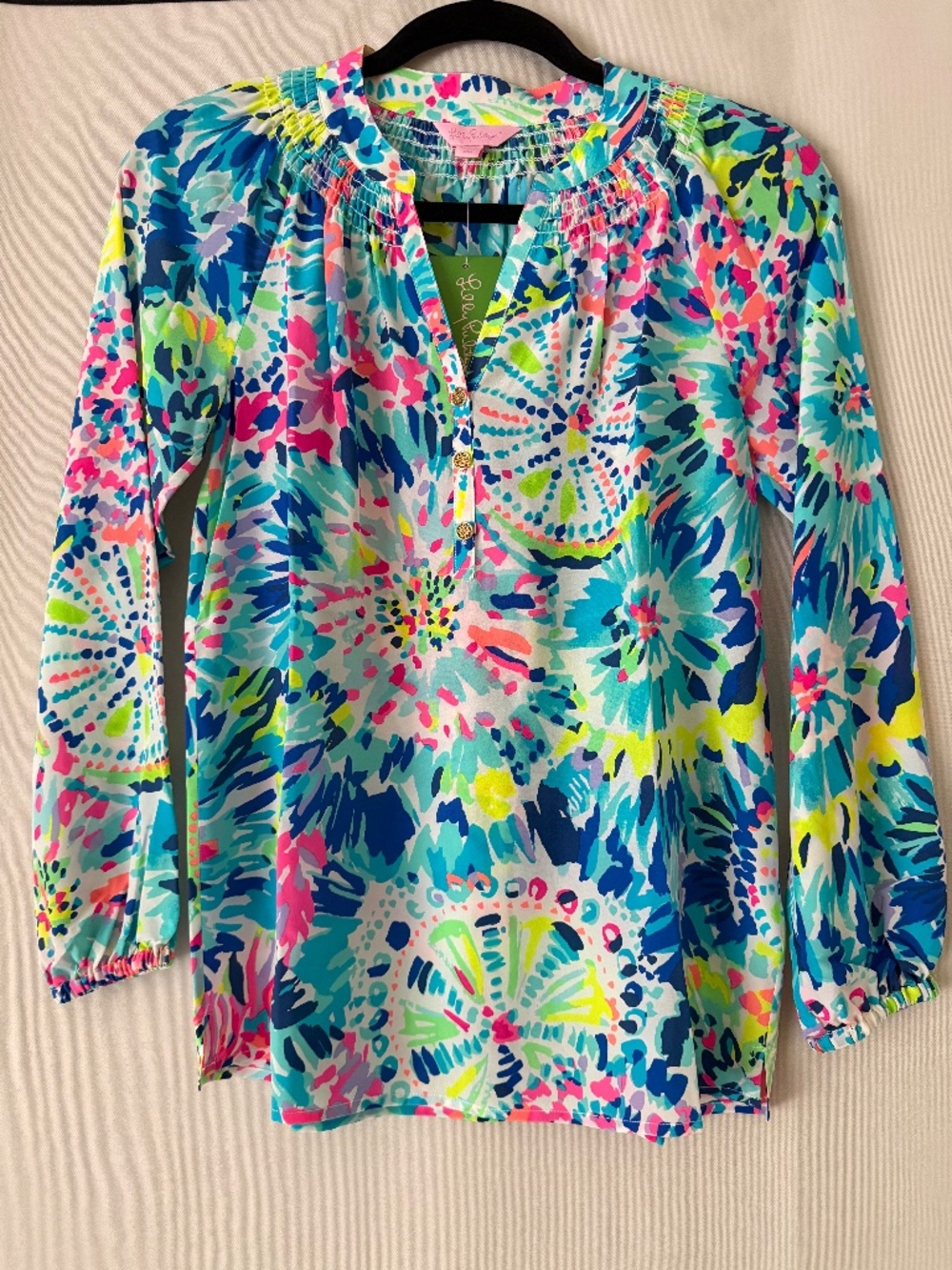 NWT Lilly Pulitzer Elsa Silk Blouse Multi Dive In Size XXS